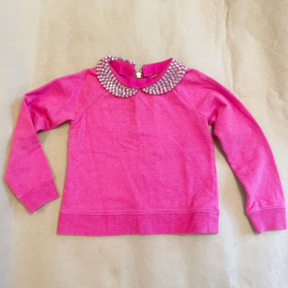 Kate Spade Girl size 98/3Y/3T Pink top with Rhinestone Bling w/ Peter Pan Collar